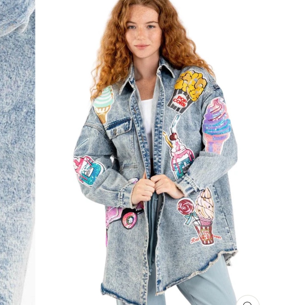Colorful Denim Jacket with Ice Cream Patches